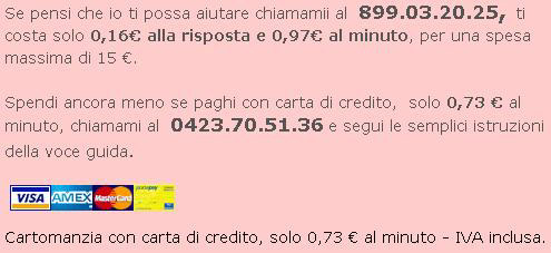 costo del numero 899 e della carta di credito